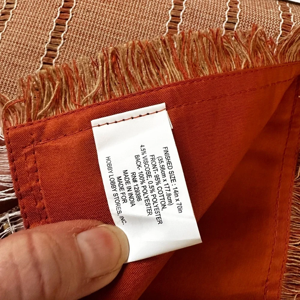 Hobby Lobby Fall Table Runner - Orange and White